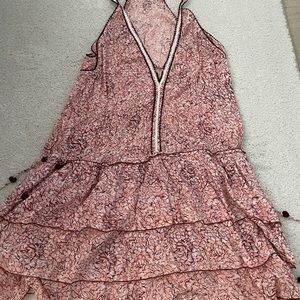 Poupette St Barth pink tiered floral sundress/ coverup